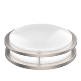 12 in. Dimmable LED Flush Mount Ceiling Lights, Double Ring, 14W, 1100LM, 3000K Warm White, Brushed Nickel Finish Steel, ETL Listed, For Hallway Kitchen Stairwell - BUILDMYPLACE