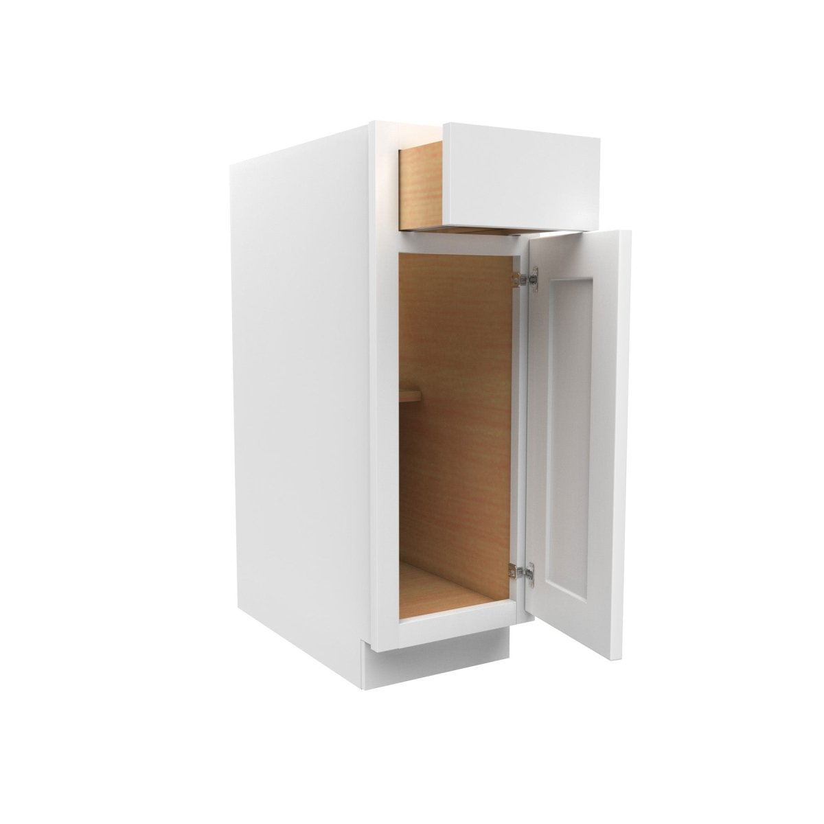 12 Inch Wide Single Door Base Cabinet - Luxor White Shaker - Ready To Assemble, 12"W x 34.5"H x 24"D - BUILDMYPLACE