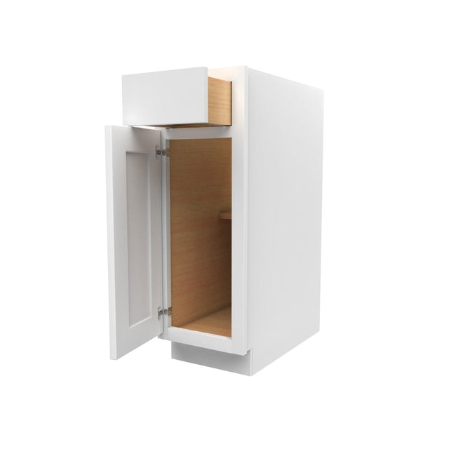 12 Inch Wide Single Door Base Cabinet - Luxor White Shaker - Ready To Assemble, 12"W x 34.5"H x 24"D - BUILDMYPLACE