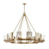 12 - Light Ring Chandelier Ceiling Light in Brass Finish with Clear Glass, Diam 50" Height 39", 120V, Bulb Type B10, Socket Type E12, Max wattage Per Socket 60W - BUILDMYPLACE