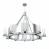 12 - Light Ring Chandelier Ceiling Light in Chrome Finish with Clear Glass, Diam 50" Height 39", 120V, Bulb Type B10, Socket Type E12, Max wattage Per Socket 60W - BUILDMYPLACE