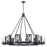 12 - Light Ring Chandelier Ceiling Light in Chrome Finish with Clear Glass, Diam 50" Height 39", 120V, Bulb Type B10, Socket Type E12, Max wattage Per Socket 60W - BUILDMYPLACE
