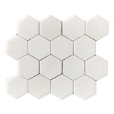 12" X 10" X 10 mm Thassos White 3" Hexagon Polished Mosaic - BUILDMYPLACE