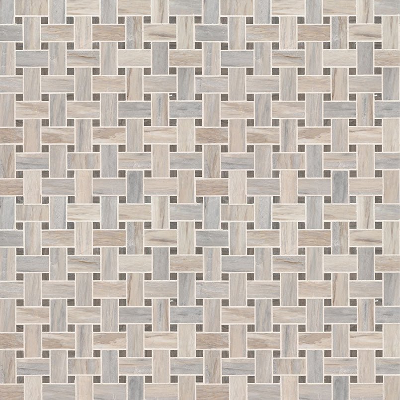 12" X 12" Angora Basketweave Polished Warm White Mosaic Sheet (10SQ FT/CTN) - BUILDMYPLACE