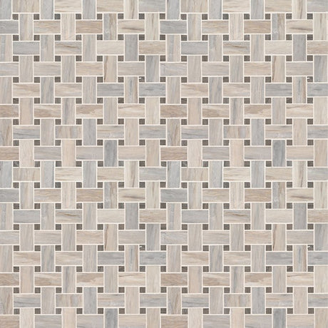 12" X 12" Angora Basketweave Polished Warm White Mosaic Sheet (10SQ FT/CTN) - BUILDMYPLACE