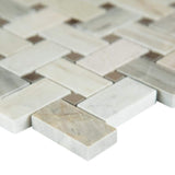 12" X 12" Angora Basketweave Polished Warm White Mosaic Sheet (10SQ FT/CTN) - BUILDMYPLACE