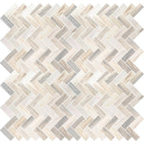 12" X 12" Angora Herringbone Polished Warm White Mosaic Sheet (10SQ FT/CTN) - BUILDMYPLACE