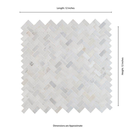 12" X 12" Arabescato Carrara Herringbone Honed Cool White Pattern Mosaic Sheet (9.4SQ FT/CTN) - BUILDMYPLACE