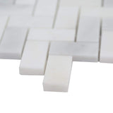 12" X 12" Arabescato Carrara Herringbone Honed Cool White Pattern Mosaic Sheet (9.4SQ FT/CTN) - BUILDMYPLACE