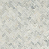 12" X 12" Arabescato Carrara Herringbone Honed Cool White Pattern Mosaic Sheet (9.4SQ FT/CTN) - BUILDMYPLACE