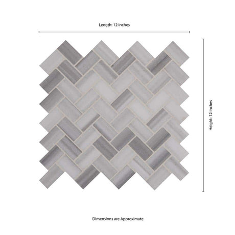 12" X 12" Bergamo Herringbone Polished Light Gray Marble Mosaic Sheet (9.4SQ FT/CTN) - BUILDMYPLACE