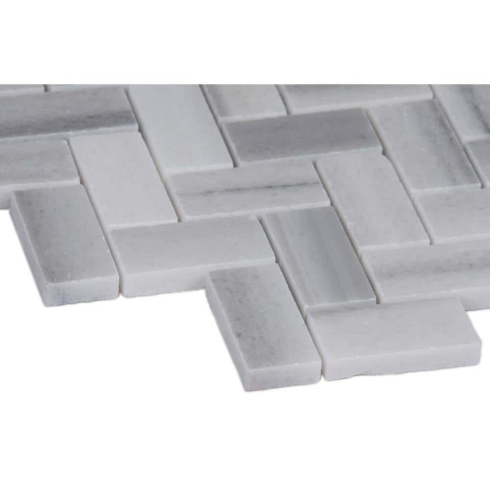 12" X 12" Bergamo Herringbone Polished Light Gray Marble Mosaic Sheet (9.4SQ FT/CTN) - BUILDMYPLACE