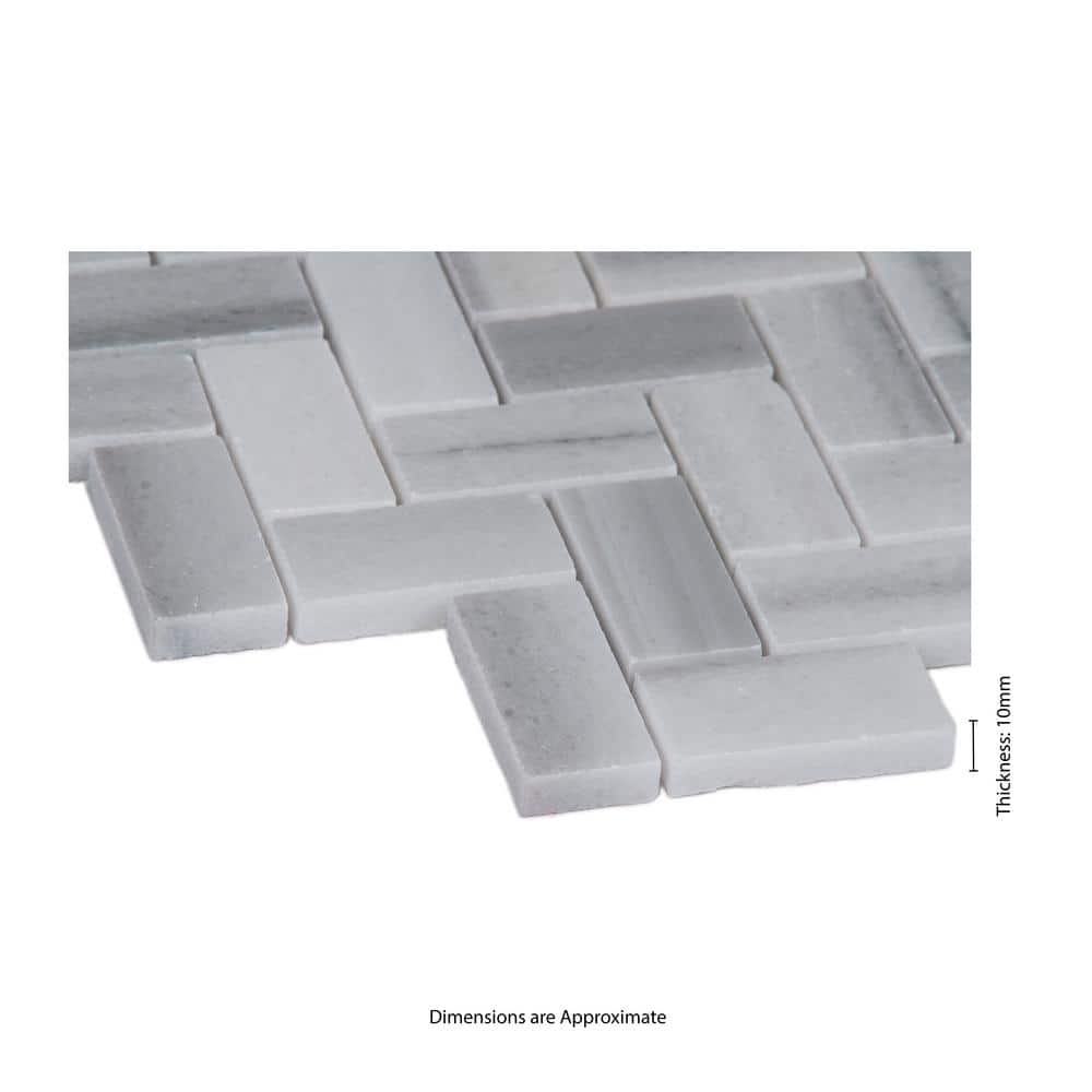 12" X 12" Bergamo Herringbone Polished Light Gray Marble Mosaic Sheet (9.4SQ FT/CTN) - BUILDMYPLACE