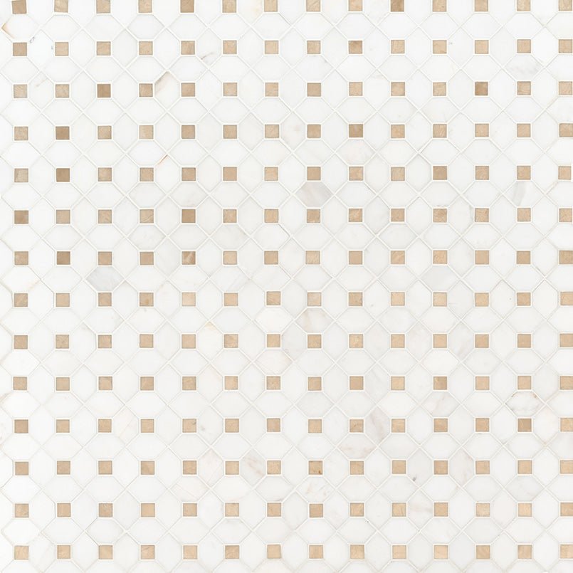 12" X 12" Bianco Dolomite Crema Warm White Dotty Pattern Mosaic Sheet (10.7SQ FT/CTN) - BUILDMYPLACE