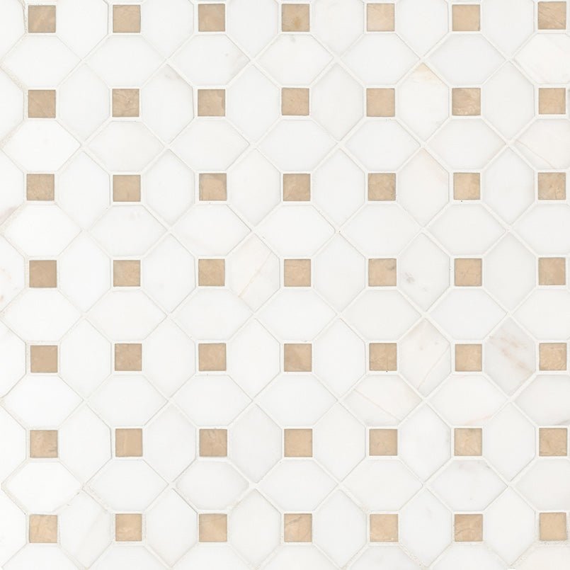 12" X 12" Bianco Dolomite Crema Warm White Dotty Pattern Mosaic Sheet (10.7SQ FT/CTN) - BUILDMYPLACE