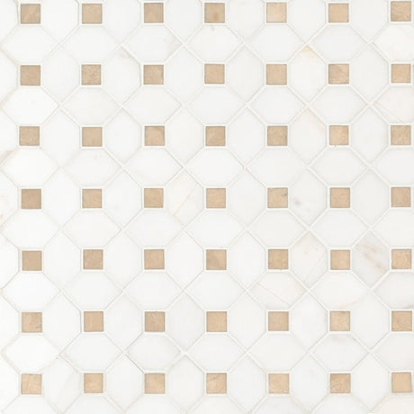 12" X 12" Bianco Dolomite Crema Warm White Dotty Pattern Mosaic Sheet (10.7SQ FT/CTN) - BUILDMYPLACE