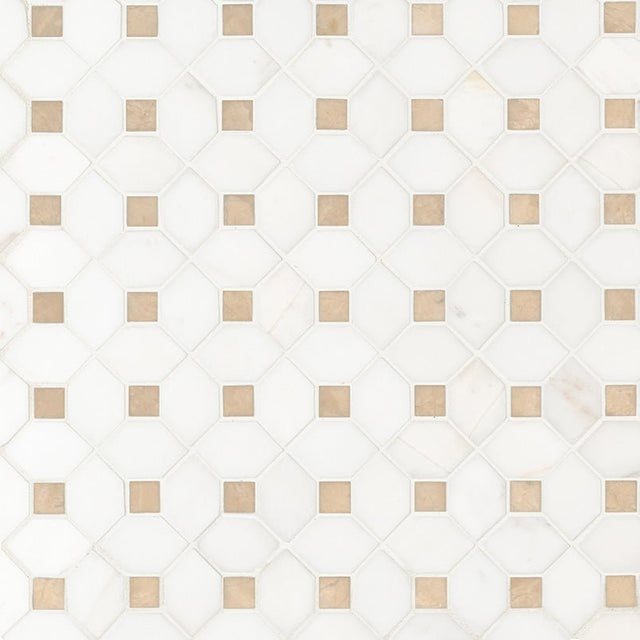 12" X 12" Bianco Dolomite Crema Warm White Dotty Pattern Mosaic Sheet (10.7SQ FT/CTN) - BUILDMYPLACE