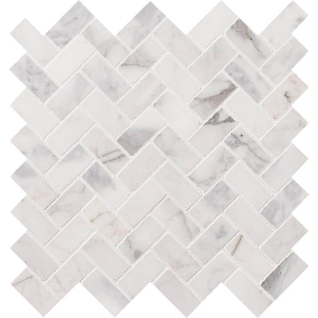 12" X 12" Calacatta Cressa Herringbone Honed Mosaic Sheet (9.4SQ FT/CTN) - BUILDMYPLACE