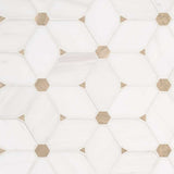 12" X 12" Cecily Pattern Polished Warm White Marble Cubed Mosaic Sheet (9.5SQ FT/CTN) - BUILDMYPLACE