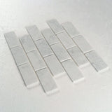 12 X 12 in. Bianco Carrara 2x4 brick White Honed Tumbled Marble Mosaic - BUILDMYPLACE