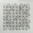 12 X 12 in. Bianco Carrara White Basket Weave Polished Marble Mosaic Tile - BUILDMYPLACE