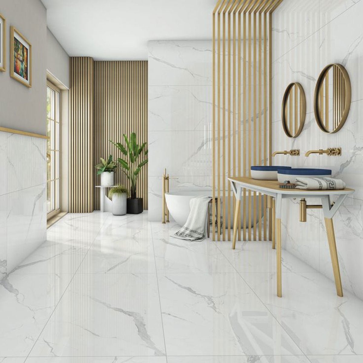 12 X 12 In Bianco Venatino Polished Marble - BUILDMYPLACE