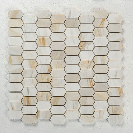 12 X 12 in. Calacatta Rainbow Picket Polished Marble Mosaic - BUILDMYPLACE