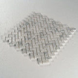 12 X 12 in. Carrara 15x30 White Herringbone Honed Marble Mosaic Tile - BUILDMYPLACE