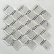 12 X 12 in. Carrara Thassos White Polished Cube Marble Mosaic Tile - BUILDMYPLACE