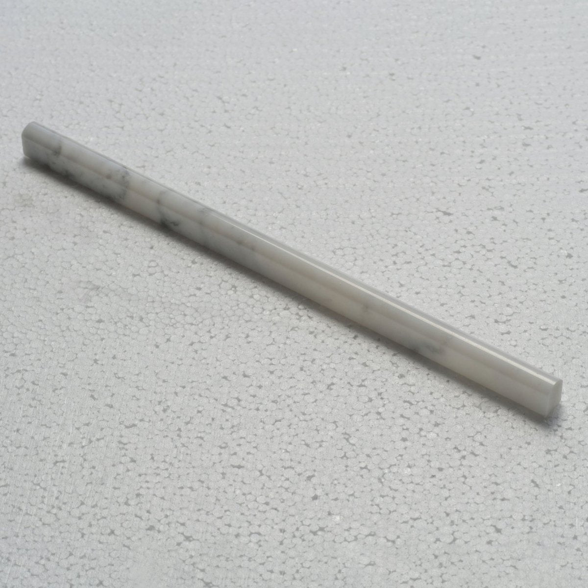 1/2 x 12 in. Carrara White Polished Marble Pencil Liner Trim Molding - BUILDMYPLACE