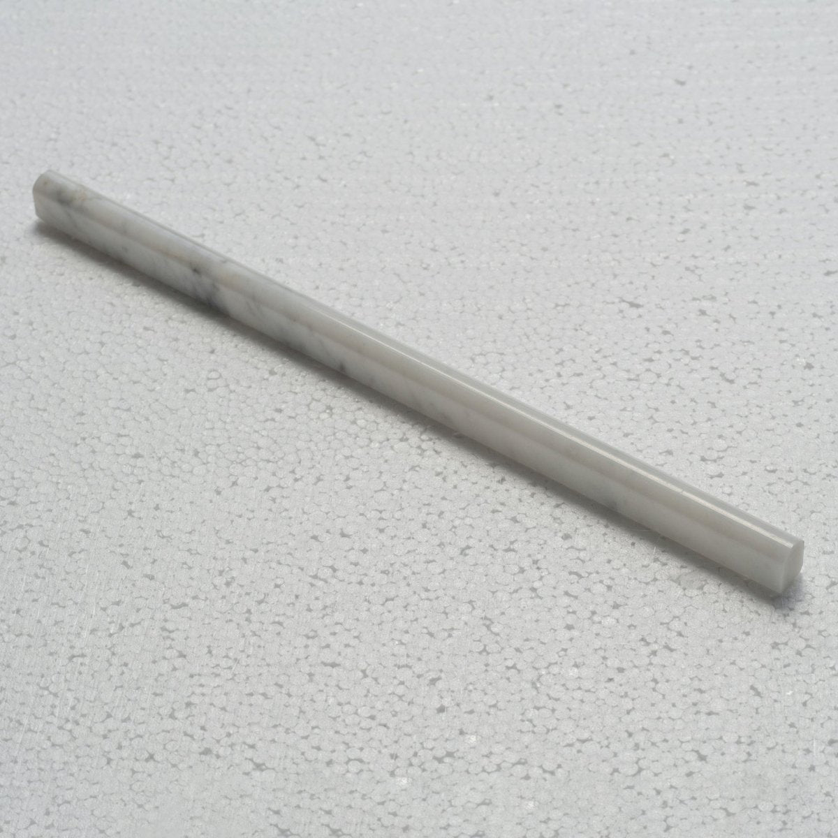 1/2 x 12 in. Carrara White Polished Marble Pencil Liner Trim Molding - BUILDMYPLACE