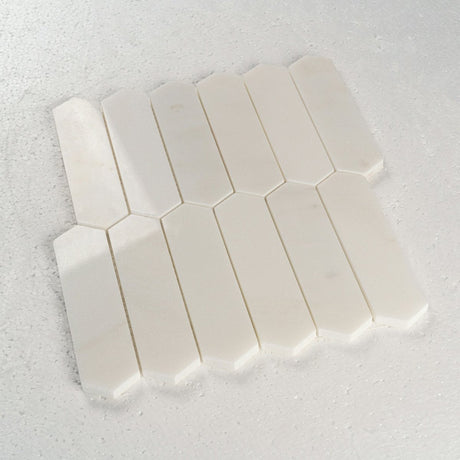 12 X 12 in. Eastern Polished White 38mm Picket Marble Mosaic Tile - BUILDMYPLACE