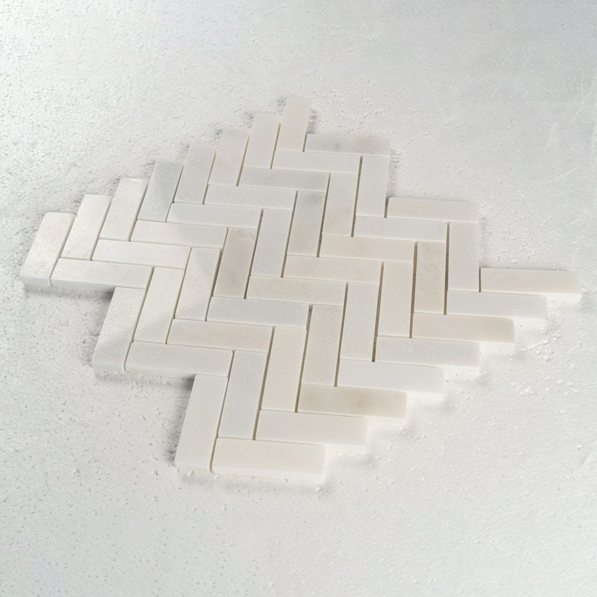 12 X 12 in. Eastern White 1x3 Herringbone Honed Marble Mosaic Tile - BUILDMYPLACE