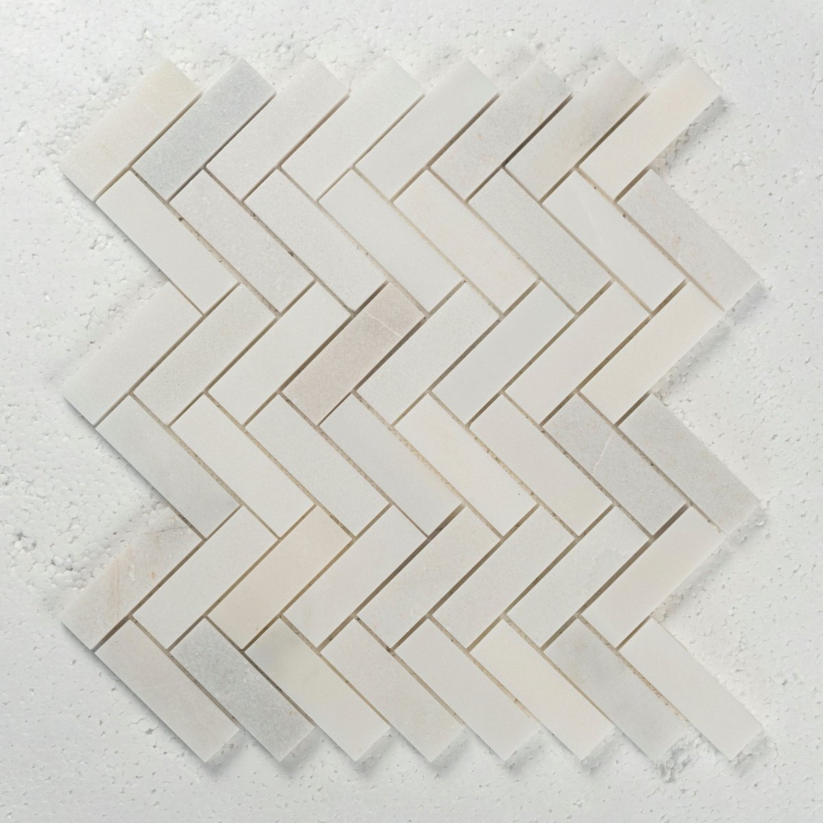 12 X 12 in. Eastern White 1x3 Herringbone Honed Marble Mosaic Tile - BUILDMYPLACE