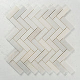 12 X 12 in. Eastern White 1x3 Herringbone Honed Marble Mosaic Tile - BUILDMYPLACE