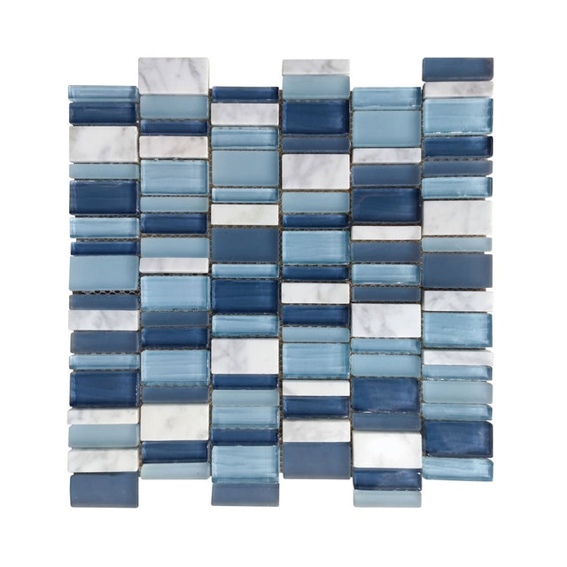 12 x 12 in Glass & Stone Mosaic Tile with Mix Color and Glossy & Frosted Finish - BUILDMYPLACE