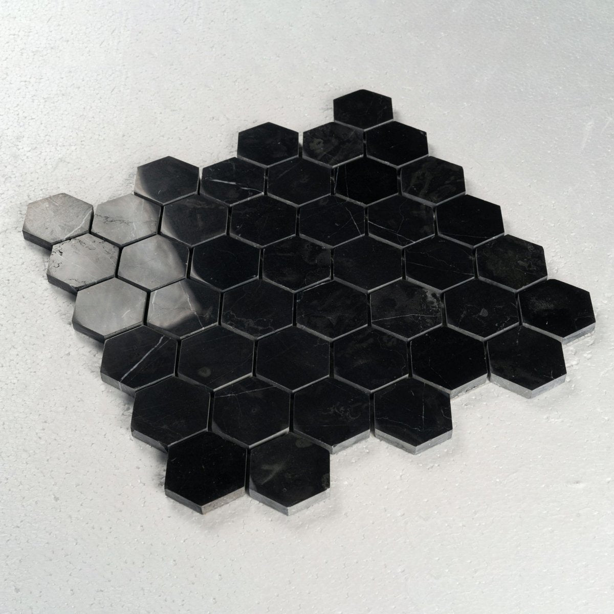 12 X 12 in. Hexagon Nero 2 in. Black Polished Marble Mosaic Tile - BUILDMYPLACE