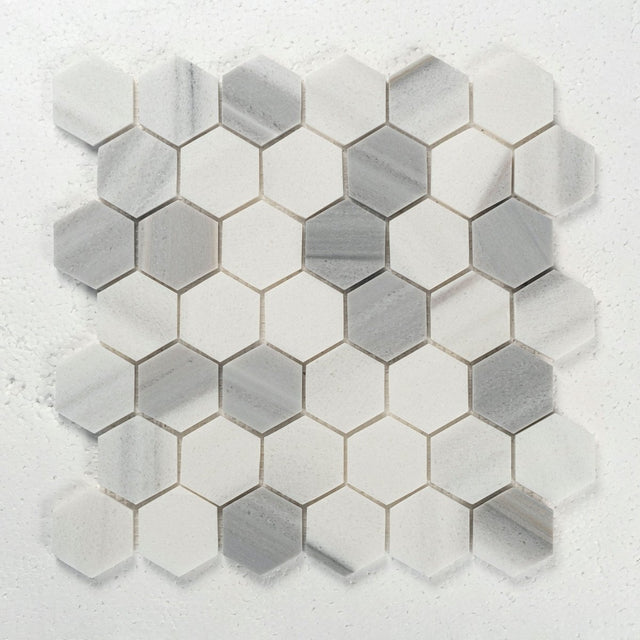 12 X 12 in. Hexagon Skyline 2 in. Polished Marble Mosaic - BUILDMYPLACE