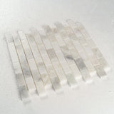 12 X 12 in. Multi Carrara 1x2 Brick White Polished Marble Mosaic - BUILDMYPLACE