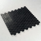 12 X 12 in. Nero Marquina 1" Polished Black Penny Round Marble Mosaic Tile - BUILDMYPLACE