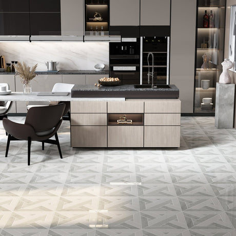 12 X 12 in. Parquet Bianco Carrara Thassos White Polished Marble Mosaic - BUILDMYPLACE