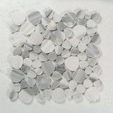 12 X 12 in. Skyline Pebblestone Gray Marble Mosaic - BUILDMYPLACE