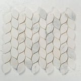 12 X 12 in. Statuario Braid Leaf Shape White Honed Marble Mosaic Tile - BUILDMYPLACE