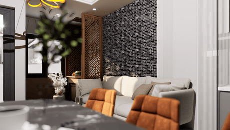 12 x 12 inch Glass Mosaic Tile with Black Color and Glossy & Frosted Finish - BUILDMYPLACE