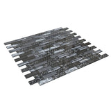 12 x 12 inch Glass Mosaic Tile with Black Color and Glossy & Frosted Finish - BUILDMYPLACE