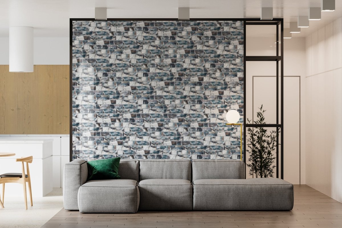 12 x 12 inch Glass Mosaic Tile with Blue Color and Glossy Finish - BUILDMYPLACE