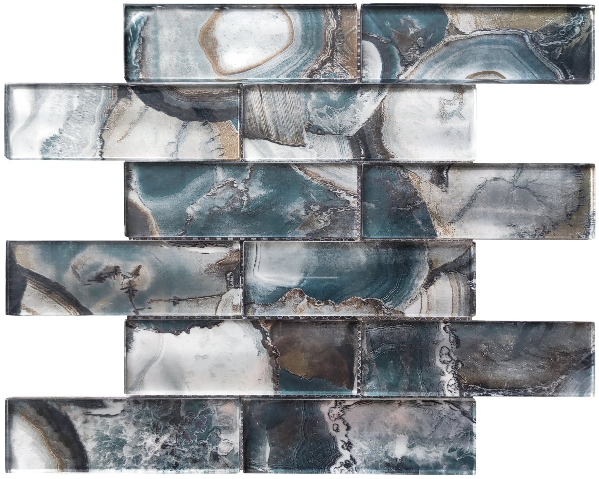 12 x 12 inch Glass Mosaic Tile with Blue Color and Glossy Finish - BUILDMYPLACE