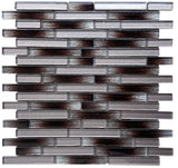 12 x 12 inch Glass Mosaic Tile with Chocolate Color and Glossy Finish - BUILDMYPLACE