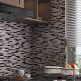 12 x 12 inch Glass Mosaic Tile with Chocolate Color and Glossy Finish - BUILDMYPLACE