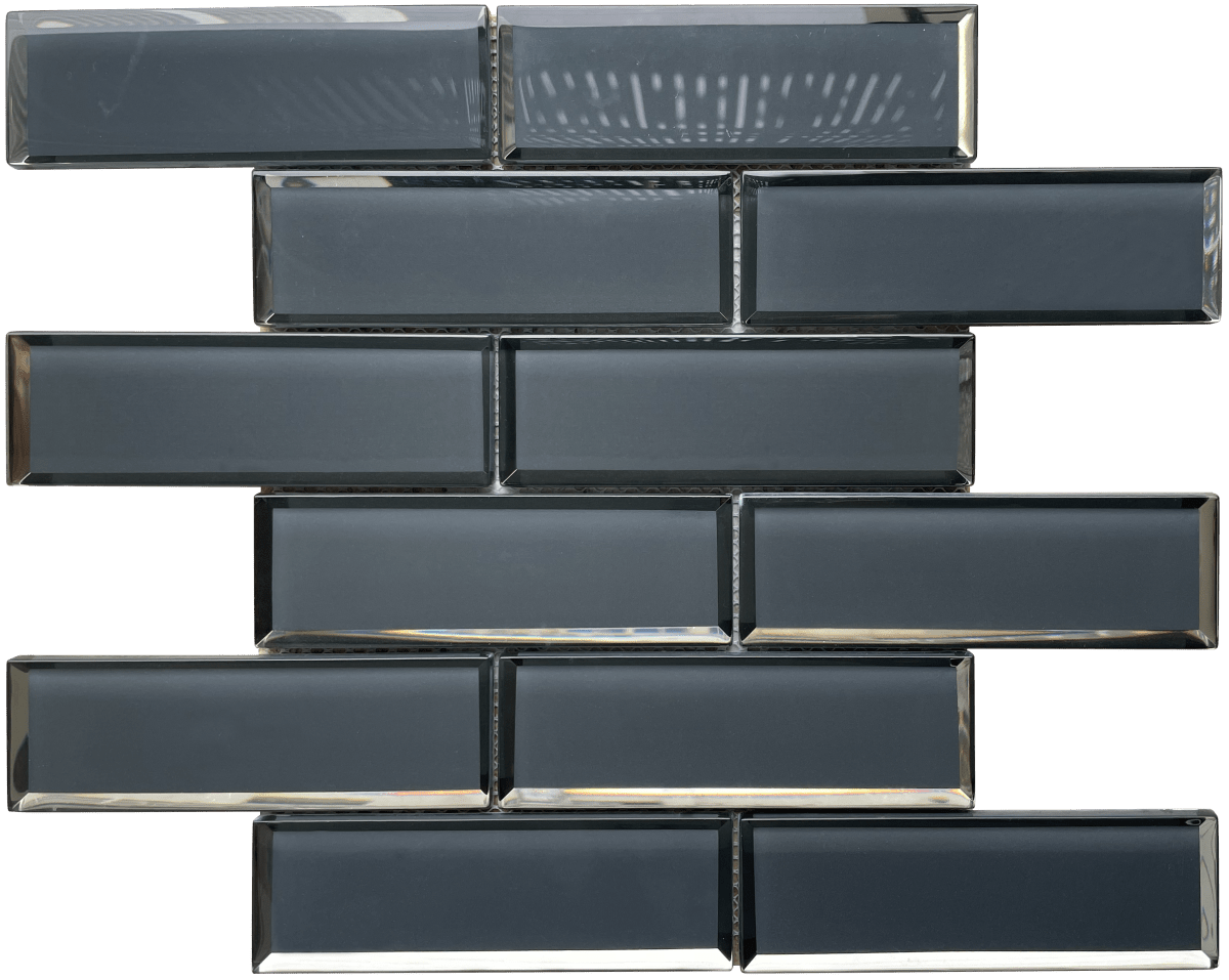 12 x 12 inch Glass Mosaic Tile with Dark Grey Color - BUILDMYPLACE